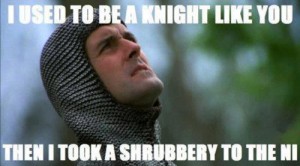I used to be a knight like you until I took a shrubbery to the ni